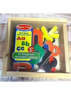 Melissa & Doug Wooden Alphabet Letters Uppercase & Lowercase 52 PIECES Wood Case